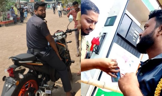 নম্বরবিহীন মোটরসাইকেলে তেল নিতে গিয়ে কারারক্ষী আটক